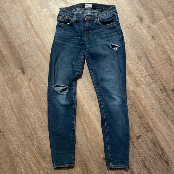 HUDSON DARK WASH DISTRESSED SKINNY JEANS (SIZE 25) - Picture 1 of 8